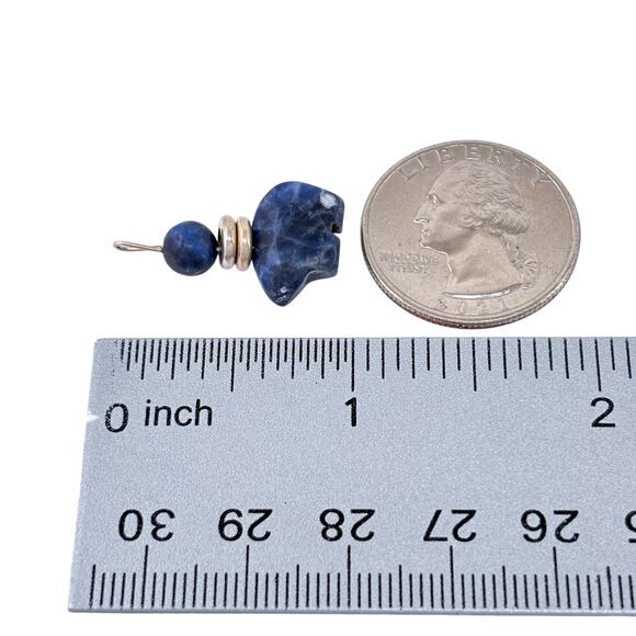 Vintage Sterling Silver 925 Blue Sodalite Bear Fetish Bead Pendant - Picture 7 of 8